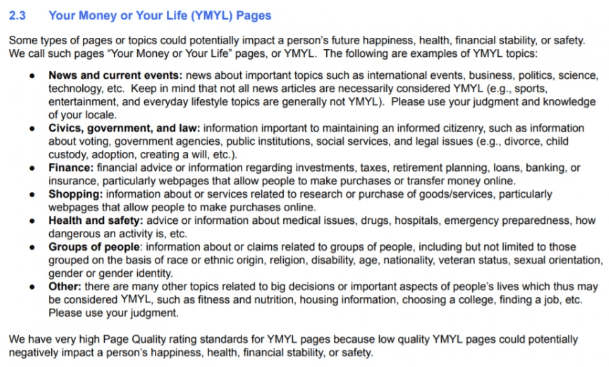 YMYL (Your Money or Your Life) คอนเทนท์ที่เกี่ยวกับเงินหรือชีวิต - การทำ SEO ด้วย E-A-T และ YMYL